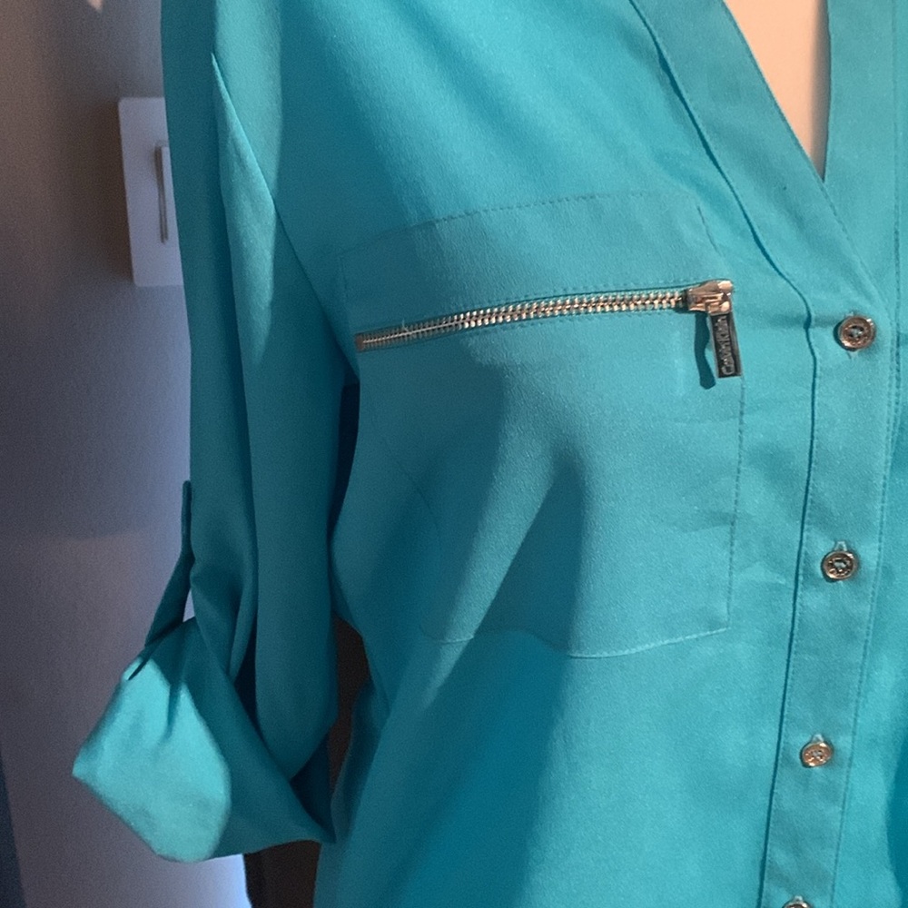 Calvin Klein Polyester Button Down Zip Detail Blo… - image 4